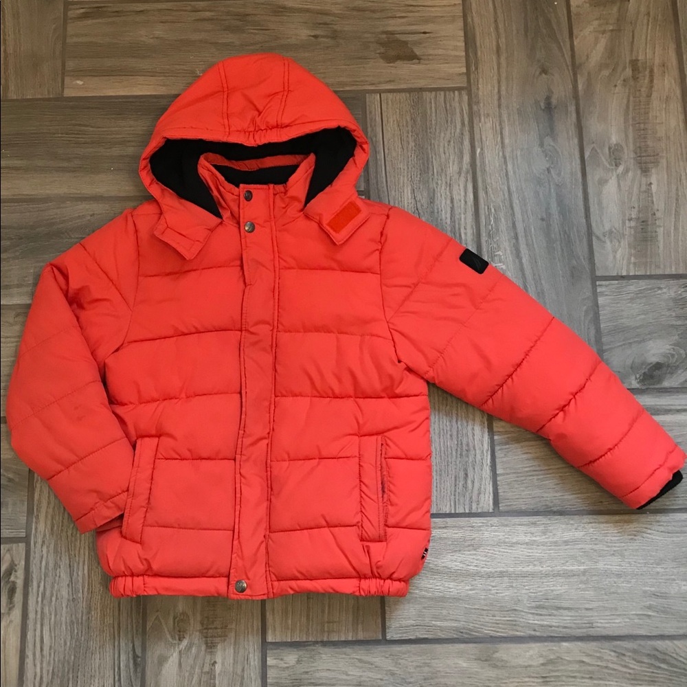 Boys fleece lined puffer winter coat / Orange